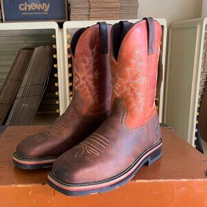 HOSS Men's Size 11 EE Landon Cognac Red Leather Western Steel Toe Boots 92045